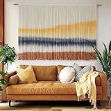 Flber Macrame Wall Hanging Extra Large Dip-Dyed Coastal Tapestry Boho Wall Decor for Living Room Bedroom Above Couch 57' W x 35' L