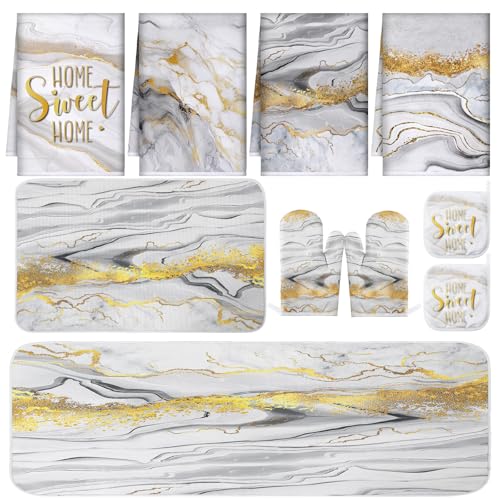 Fourluoo Christmas Marble Kitchen Decor Set (10 pcs)