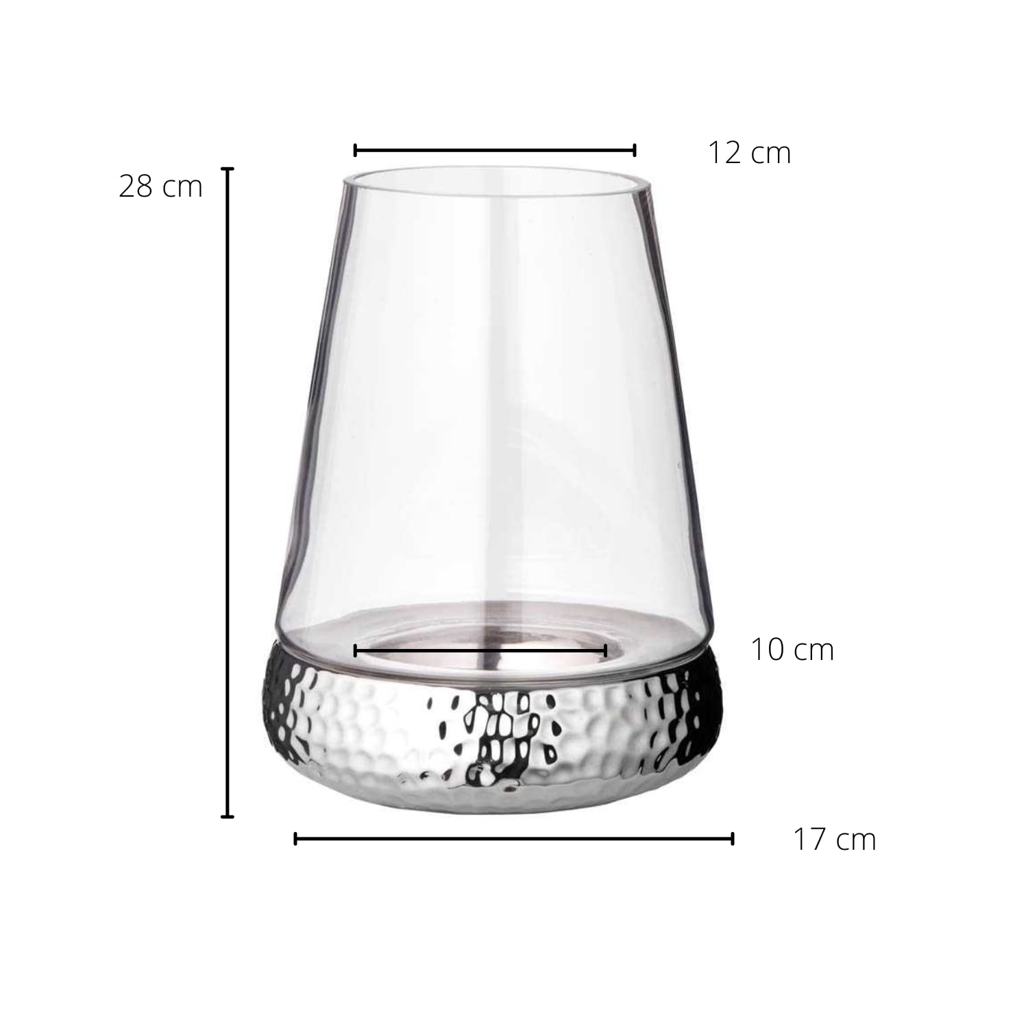 EDZARD Lampion Bora, młotkowany, szkło z niklowaną podstawką ceramiczną (24 cm)