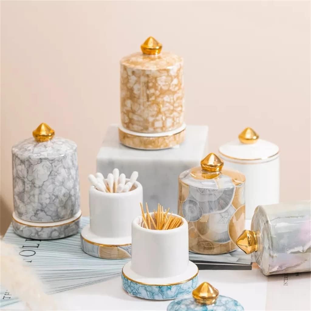 Desk Storage Box Portable Ceramic Toothpick Holder Storage Container Storage Box Dining Table Decorations (Color : C, Size : 6.5x6.5x10cm)