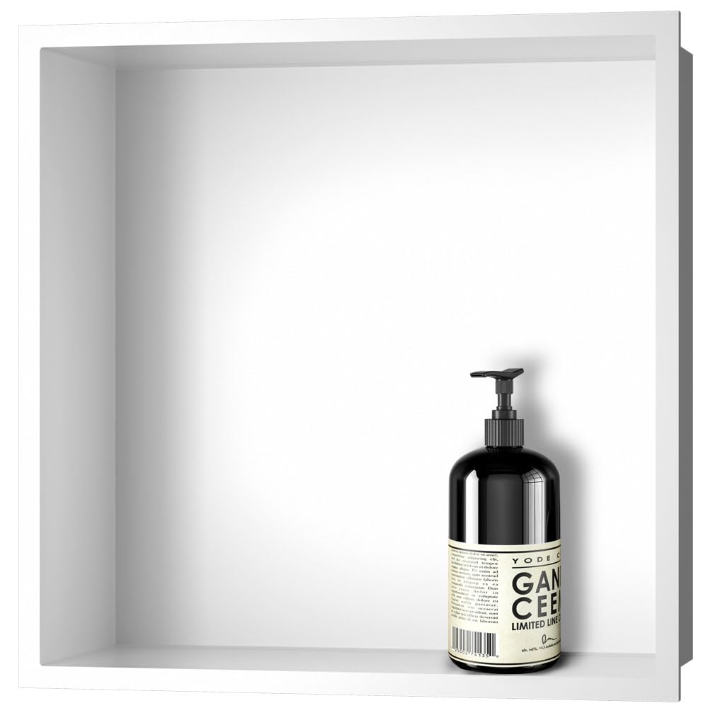 Kibath Hornacina Nicho de empotrar Cuadrada de 30 x 30 cm Acabado Blanco Mate Fabricado en Acero Inoxidable