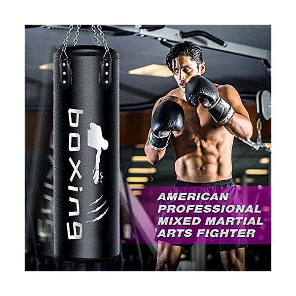 Heavy-Boxing-Bag-for-Adults-Youth-Non-Tear-Leather-Boxing-Equipment-Heavy-Bag-with-Adjustable-Wall-Bracket-Ceiling-Hook-Chain-4ft-Boxing-Bag-for-Kickboxing-Taekwondo-Karate-Muay-Training Heavy Boxing Bag for Adults & Youth, Non Tear Leather Boxing Equipment, Heavy Bag with Adjustable Wall Bracket Ceiling Hook Chain, 4ft Boxing Bag for Kickboxing Taekwondo Karate Muay Training