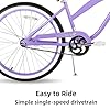 JOYSTAR 24 Inch Beach Cruiser Bike for Women Teenagers Ages 9-12 Years Old Single Speed Beach Cruiser Bike 24 Inch with Coaster Brake Purple #3