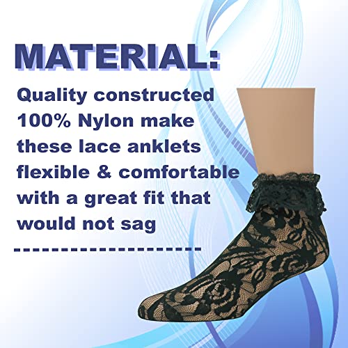 Image of EMEM Apparel Women's Lace Anklet Socks with Ruffle