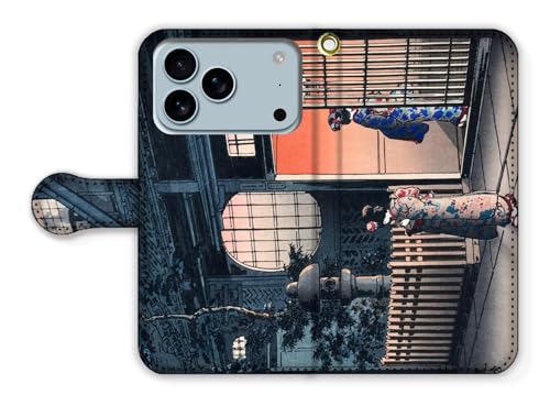 手帳型 iPhone17 Pro互換 スマホケース 【世界の名画】 土屋光逸 ☆浮世絵☆ 新版画 版画 風景画 アート 絵画 芸術 日本 和 和風 伝統 (四ツ谷荒木横町)