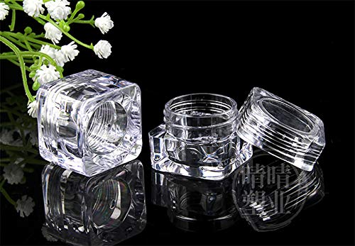 3g/3ML Diamond-shape Sample Bottles Clear Cosmetic Container Plastic Pot Jars Empty Mini Container Screw Cap Lid for Eye Shadow,Eye Cream,Nail,Powder, Jewelry Earrings Lotion Pack of 504