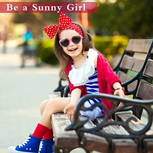 URATOT 2 Pack Girl's Heart-shape Sunglasses Kids Polarized Sunglasses Eyewear for Girls