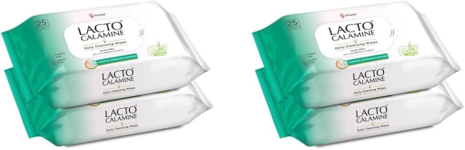 Daily Cleansing Facial Wipes 25N Each - Pack of 4 | Wet Wipes for Face with Aloe Vera, Cucumber & Vitamin E | Makeup Remover Wipes| Hydrating,Refreshing, Soothing|Paraben & Alcohol Free