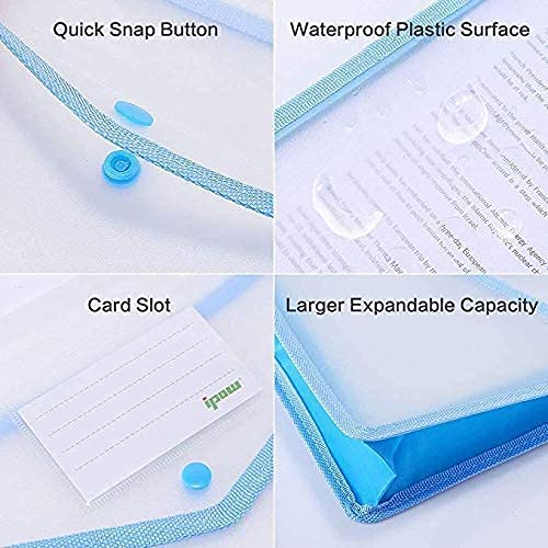Image of Envelope Folder,Transparent Poly-Plastic A4 Documents File Storage Bag with Snap Button Certificate File Holder /Document Folder for Certificates A4 /Legal /Bag for Document (Pack of 10)