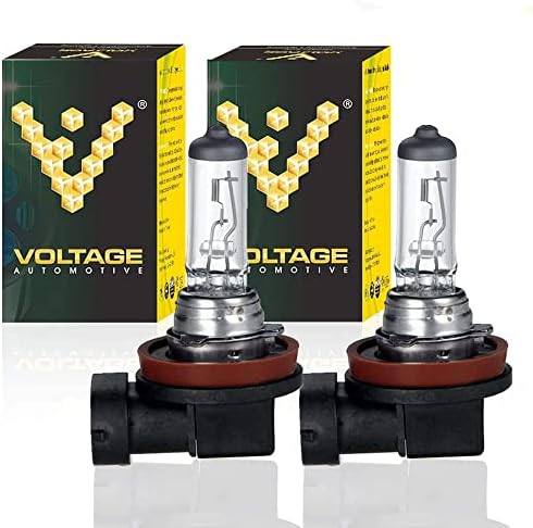 Voltage Automotive H11 Headlight Bulb Halogen Fog Light Bulbs Standard Replacement for High/Low Beam 12V 55W PGJ19-2 E-Mark, Pack of 2