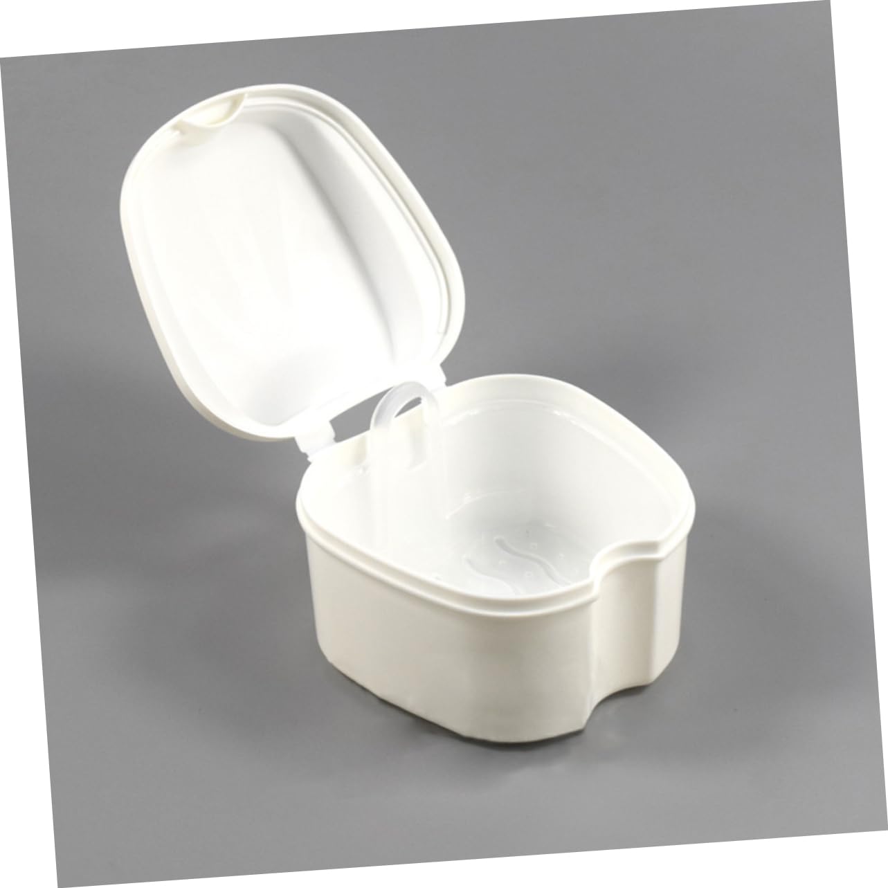White PP Denture Box with Strainer, Portable Storage Case
