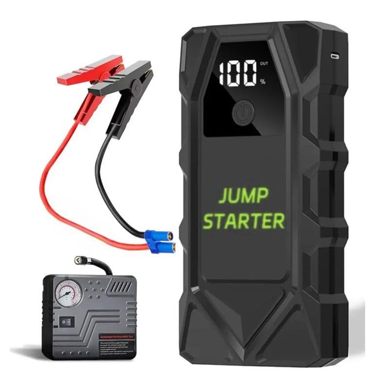 Car Jump Starter, 2000A Peak Current, 1800mAh Battery, with Tire Air Inflator