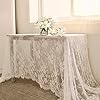 B COOL White Lace Tablecloth 60 X120 Inches Rectangle Vintage Embroidered Bridal Wedding Tablecloths Sheer Overlay for Rustic Outdoor Party Reception Home Decor