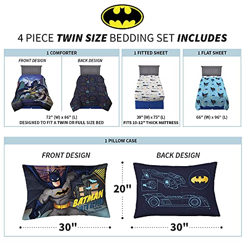 Franco Kids Bedding Super Soft Comforter And Sheet Set, 4 Piece Twin Size, Batman #TOP3