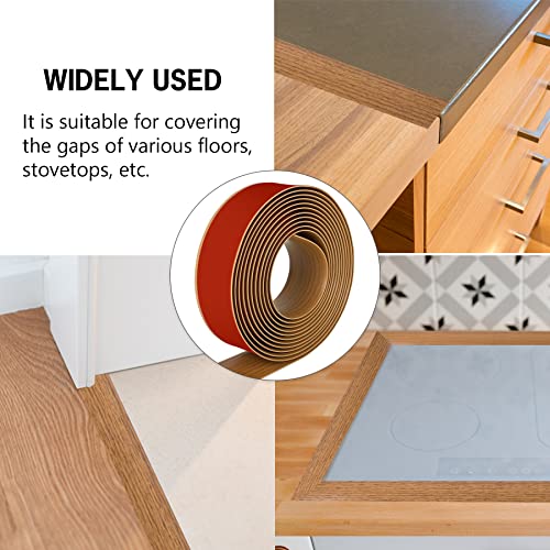16.4Ft Floor Transition Strip Self Adhesive Vinyl Cover Floor Strip Flat Divider Transition Strip Wood Grain Design for Laminate Floor Gaps and Doorway Transitions (16.4Ft x 2 Inch, Light Brown)