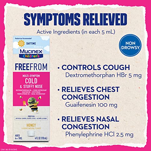 Mucinex Children's Liquid - Freefrom Multi-Symptom Cold & Stuffy Nose 4Oz #TOP30