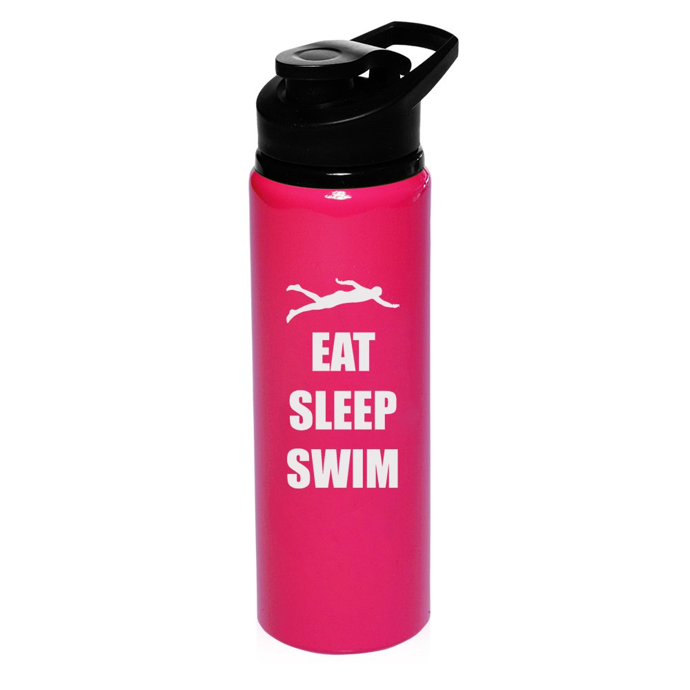 25 Oz Aluminium Sport Wasser Flasche Eat Sleep Swim Schwimmer, Hot Pink