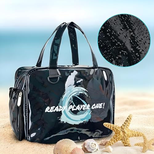 Image of Kuber Industries Pack of 6 Stylish Cosmetic /Makeup Organizer Bag with Zip & Sling Strap | Makeup & Toiletry Travel Kit for Women | Vanity Case with Extra Side Compartment | YJ-33-BLK | Black