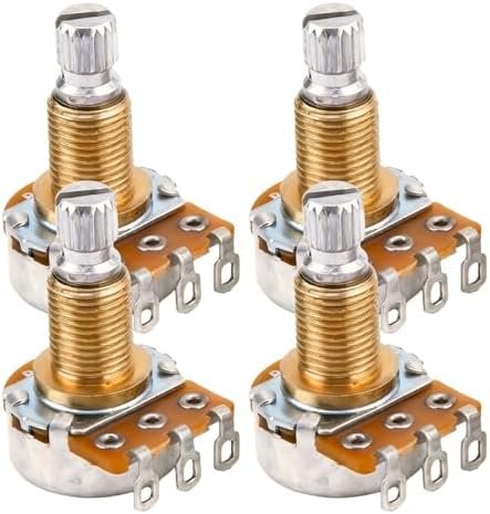 Alpha Pro Mini Pots Brass Metric Split Standard Shaft 9.5mm Audio Taper Potentiometers for LP SG Style Electric Guitar Bass (Set of 4) (B250K) image 4