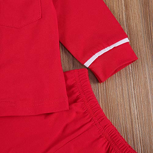 Toddler Baby Button-Down Pajamas Set, Cotton 2-Pcs-Pjs Set Shirt And Pants Sleepwear For Unisex Kids (Red,18-24 Months) #TOP4