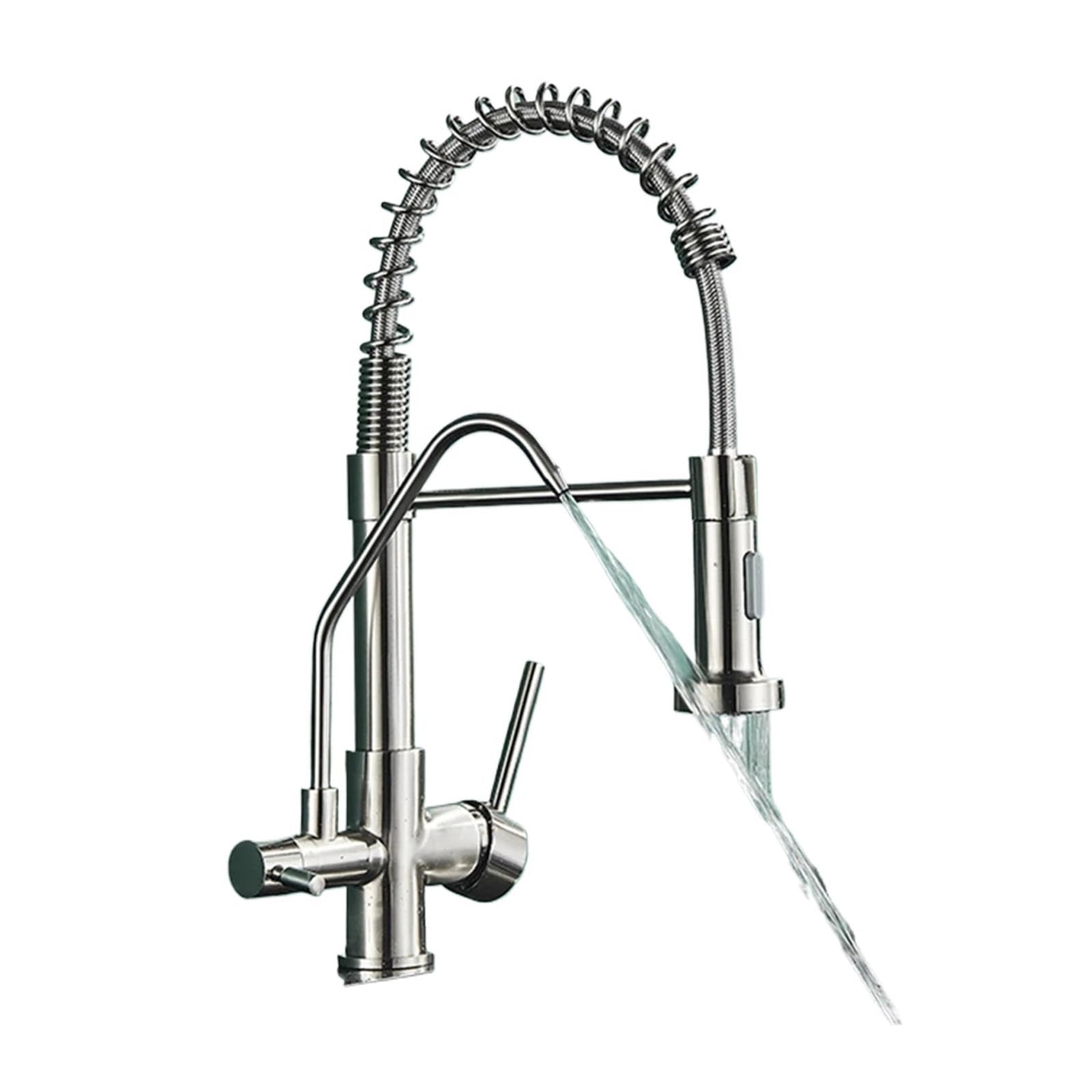 Cocina Filtración de Agua purificada Grifo Dual Mango Dual Agua Potable fría y fría El Grifo de purificación de mezcladora montada en la encimera (níquel a)