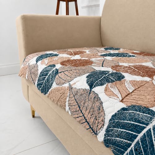 Image of Homerz Premium Printed Quilted Velvet Sofa Slip Cover Protector with Tassels, Sofa Mat, Exact Size, Antislip Cover (Folia, 5 (3+2) Seater, Half)
