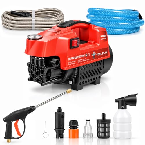 Image of Tool Play TMCW160 High Pressure Washer for Car, Bike, Home & Garden Cleaning, 2400W Induction Motor, 160Bar, 10 L /Min Flow, 7M Hose, Portable Car Washing Machine with Spray Gun