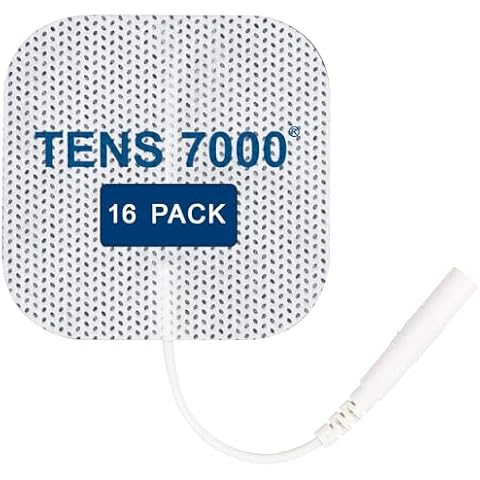 TENS 7000 Official TENS Unit Electrode Pads, 16 Pack - Premium Quality OTC TENS Pads, 2" X 2" - Compatible with Most TENS Machines, Replacement Electrodes Value Pack Cover