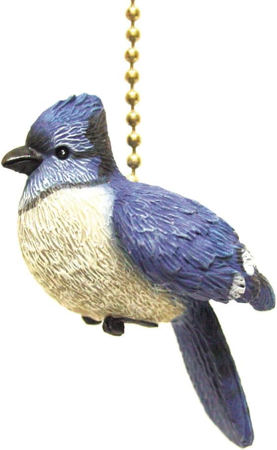 Clementine Designs Blue Jay Song Bird Ceiling Fan Pull Chain Light Decorative Extension