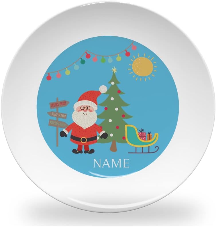 My Artwork Plate | Kids Personalized Dinner Plate 10-inch | Dishwasher and Microwave Safe | BPA Free | Christmas Plate | Add a Name