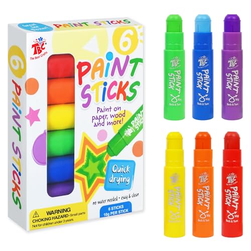 TBC The Best Crafts - TBC The Best Crafts Tempera Paint Sticks,Drawing Crayon for kids,Art Supplies for Toddlers (6 Colors)