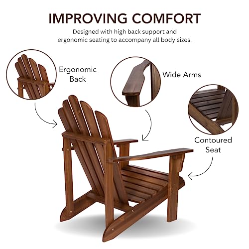 Shine Company 4621Oa Westport Wooden Adirondack Chair | Back Pre-Assembled | Outdoor Patio Firepit Chairs – Oak #TOP4