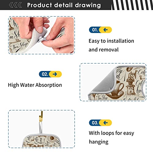 coffee theme faucet water catcher mat 2 pack coffee beans drying mat absorbent bathroom faucet handle drip catcher tray bar rv kitchen sink splash guard 23x5 inches