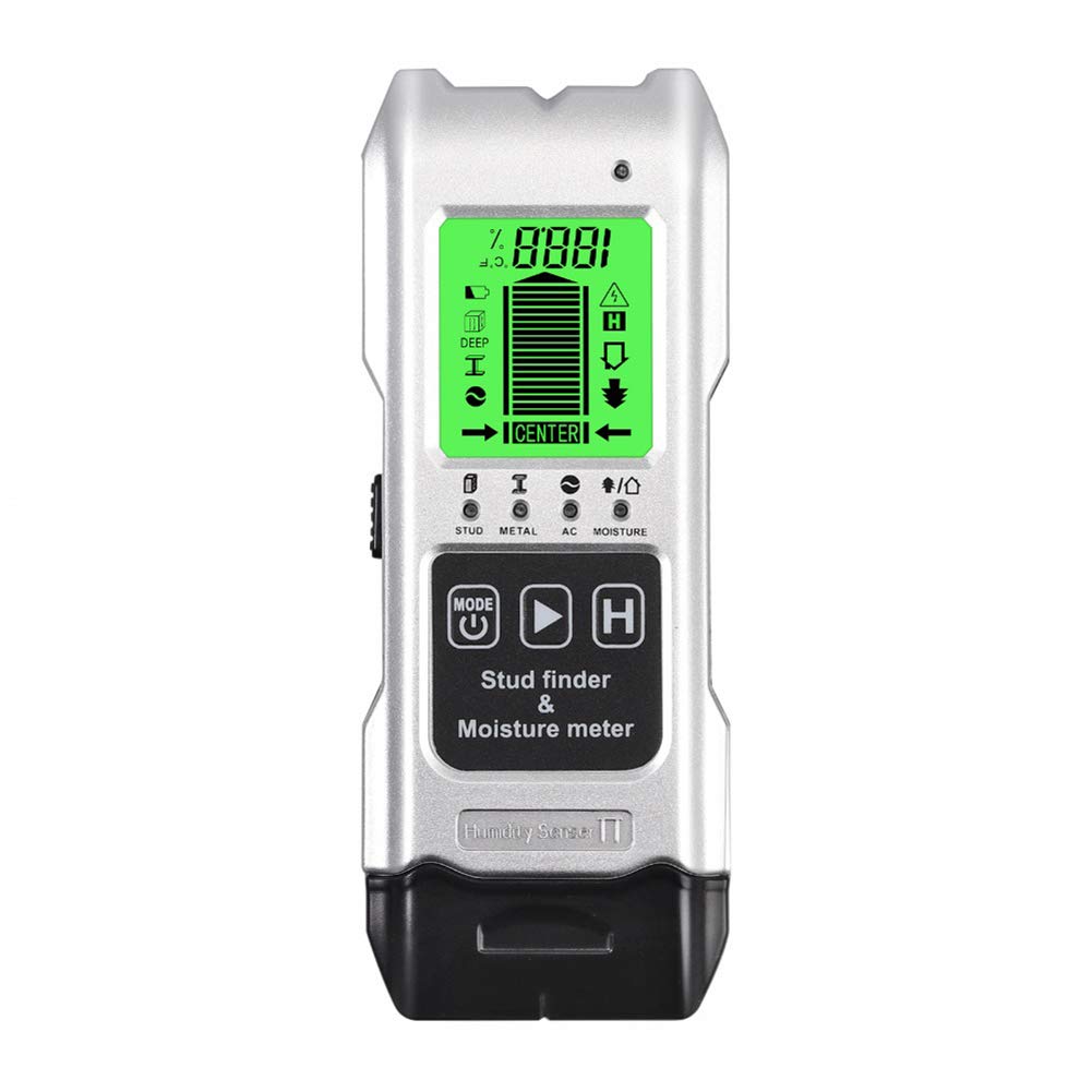 Buscador de pernos, sensor detector de pared, escáner electrónico de pared Centro de búsqueda con pantalla LCD para pernos de metal de madera Detección de temperatura de humedad de cable de CA