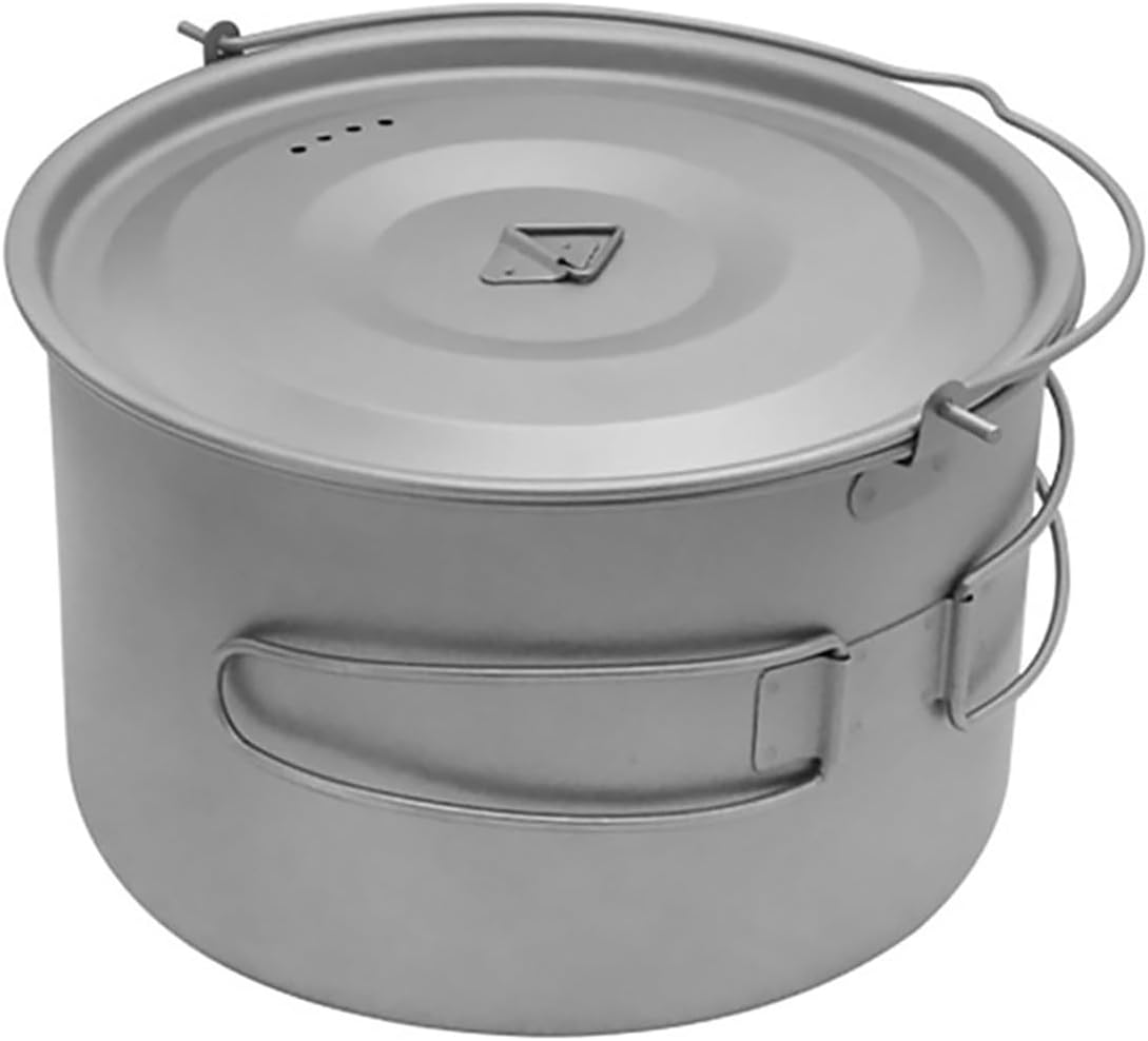 Compatible For1.8L/3L Titanium Pot Hanging with Lid and Foldable Handle Outdoor Camping Hiking Backpacking Picnic