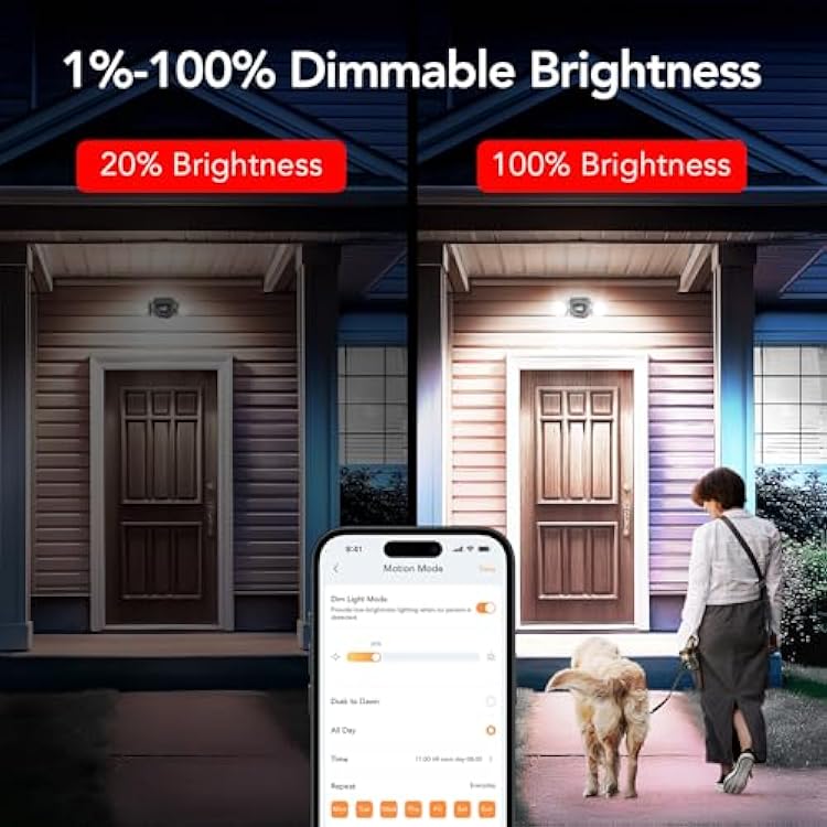 OREiN Motion Sensor Outdoor Lights, AC Smart WiFi Flood Lights Outdoor Connect to The Third Platform, 450Wide Adjustment 1600LM/12W(150W Equiv), 5000K LED Security Light for House,Black (Hardwired)