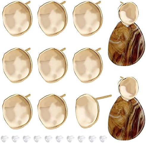 BENECREAT 40 stuks messing hoepel oorbel bevindingen, 18K vergulde ronde kralen hoepel voor doe-het-zelf sieraden oorbellen maken benodigdheden, 33 x 29 mm/1,3 x 1,1 inch