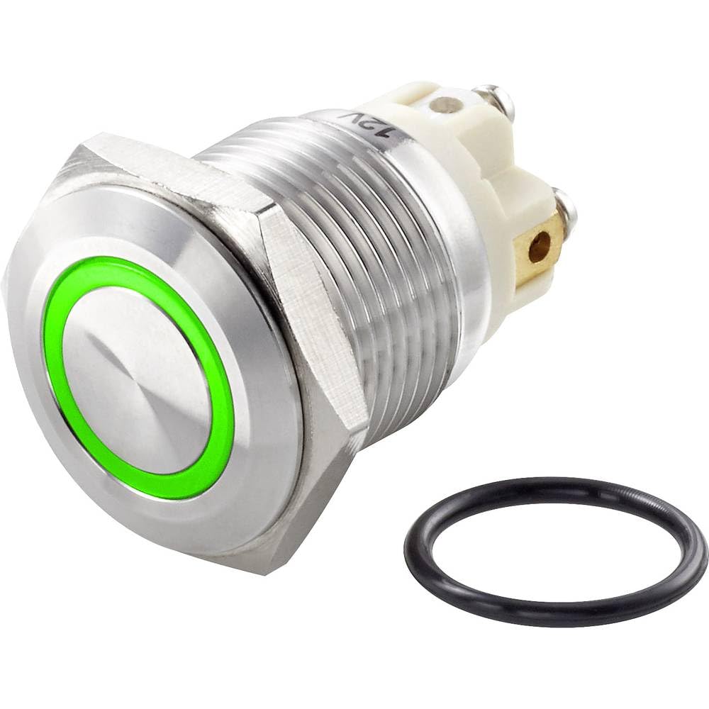 TRU COMPONENTS TC-7494692 TC-GQ16F-10E/L/G/12V/S Pulsante antivandalo 48 V/DC 2 A 1x Off / (On) Momentaneo Verde IP65 1
