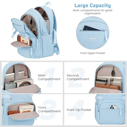 Image of WINDARS Backpack for School Girls, Cute High School Backpacks for Teens Women Student Large Bookbag 15.6 Inch Laptop Bag with USB Charger Port for College Work Travel Trip (Blue)