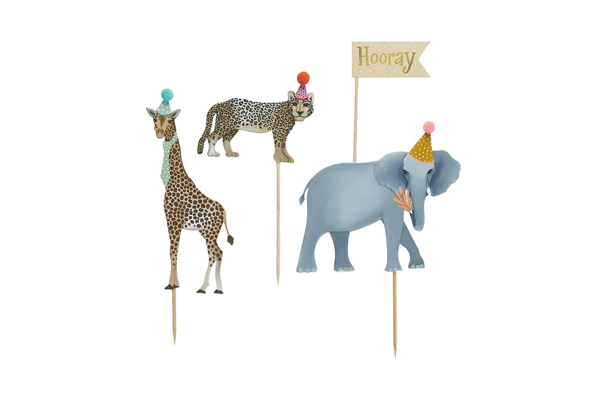 Club Green Red, Orange, Yellow, Green, Blue, Purple Animal Party Cake Toppers X 4, Safari Animal Party, Animal Party Cake Decorations, Animal Party Decorations, Children's Animal Party