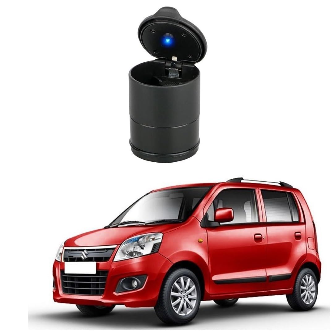 Car Accessories Black Color, Blue Led Light Ashtray (Ash Tray) Compatible For Maruti Suzuki Wagon-r Type-3