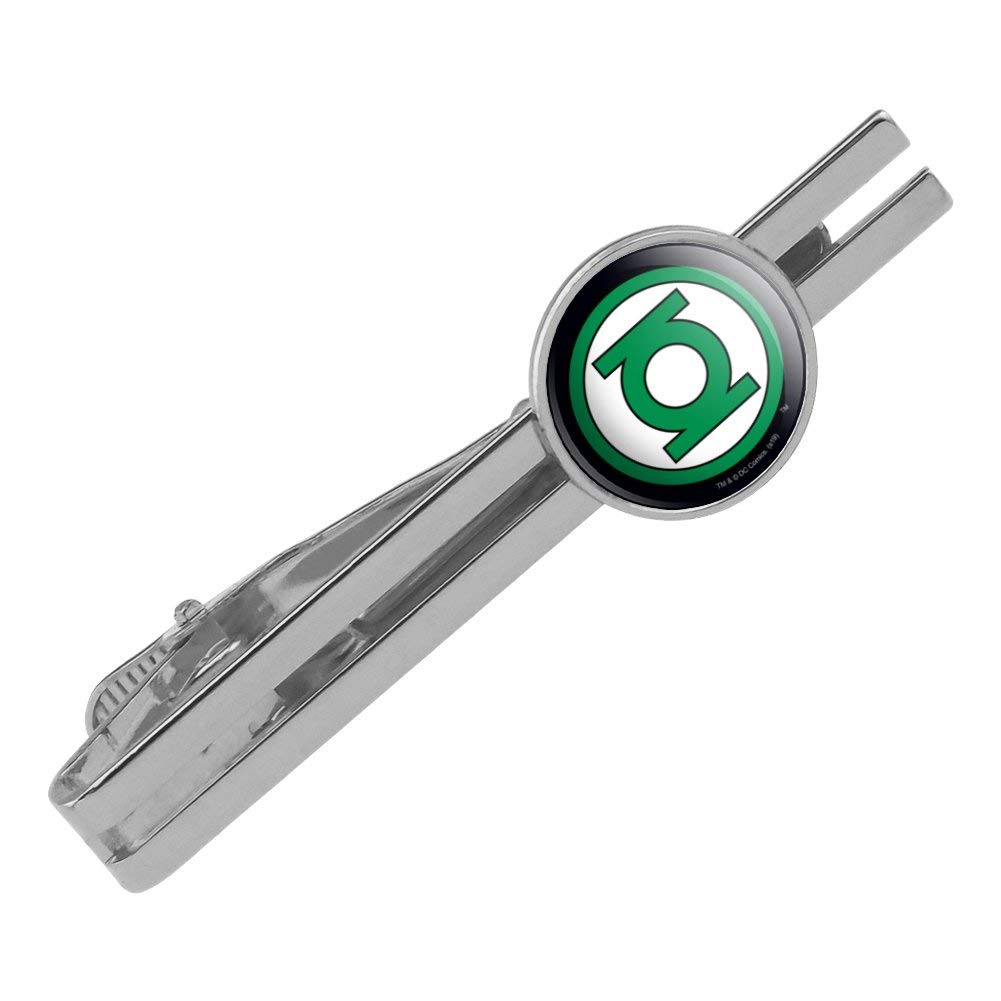 GRAPHICS & MORE Green Lantern Logo Round Tie Bar Clip Clasp Tack Silver Color Plated