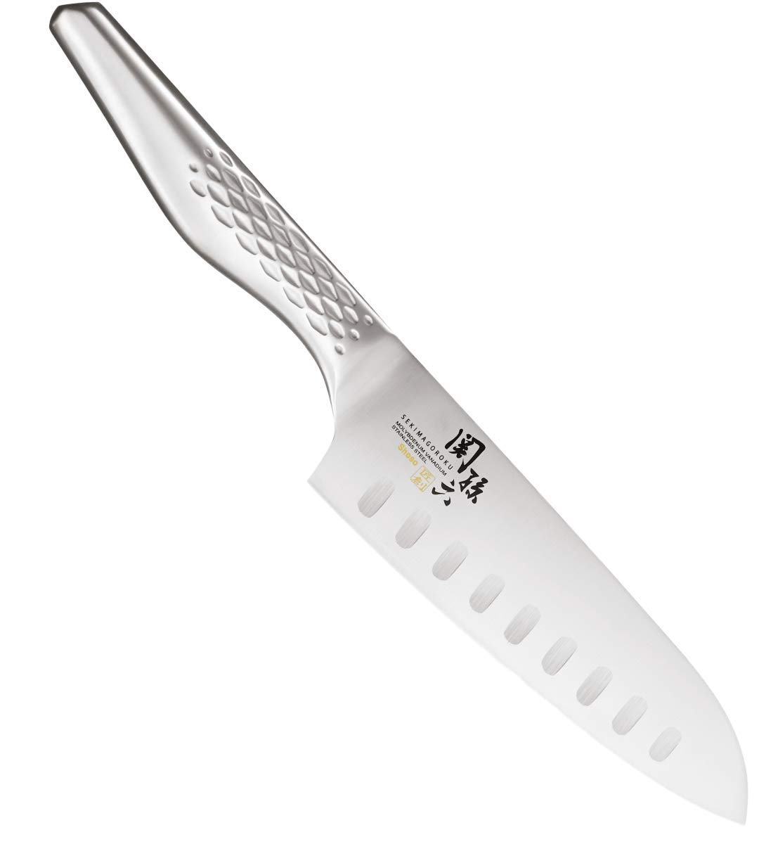 KAI SHOSO 16.5cm Scalloped Santoku – Authentic Japanese Knife. 6.5 Inch High Carbon Stainless Steel Blade. 10 Yr Guarantee. Made in Japan. Used by Professional & At-Home Chefs in Asian Style Cooking.