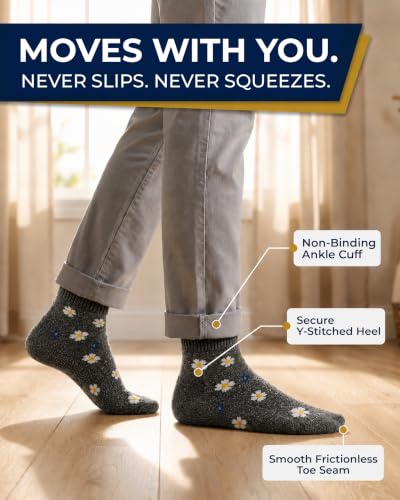 Image of Pembrook Ankle Diabetic Socks for Women & Men | 6 Pairs | Wide Non Binding Socks Quarter Length | Edema Neuropathy Socks