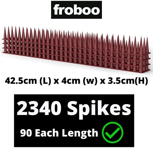 froboo Wall and Fence Spikes - Plastic Bird Spikes for Pigeons - Deterrent to Stop Birds and Cats Sitting on Fence - Anti Climb Spikes (11M - 2.5 to 3.5cm Tall Spikes) Protects 6 x 6 FT Fence Panels