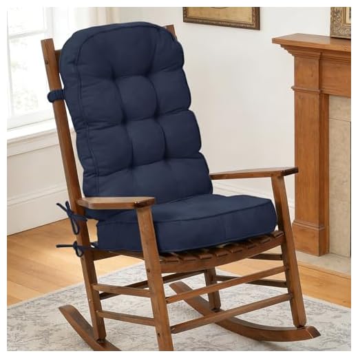 Olliwand Anti-Slip Rocking Chair Cushion with Ties/Non-Slip Bottom 4-Inch Thickened Tufted Rocking Chair Pads for Indoor Furniture, 6 Colors (Blue, 28x18-18x18)