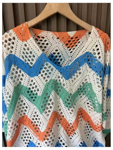 Image of Verdusa Women's Crochet Beach Summer Sweater 3 /4 Length Sleeve Boho Off The Shoulder Tops