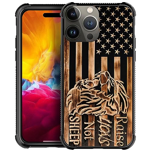 Coque iPhone 15 Pro motif lion et drapeau américain en TPU DAIZAG antichoc