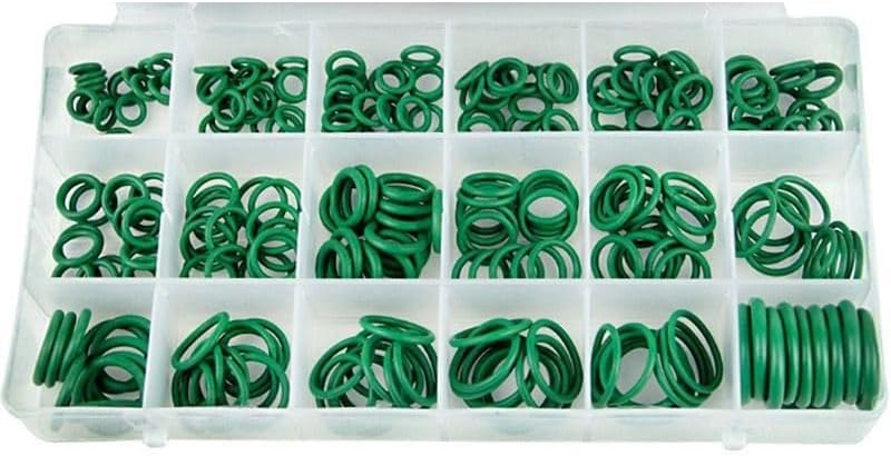 270pcs 18 Sizes Rubber Air Conditioning O Rings Universal Car Auto Repair Tools Refrigerant Ring Sets With Plastic Box Kit Set(Green)