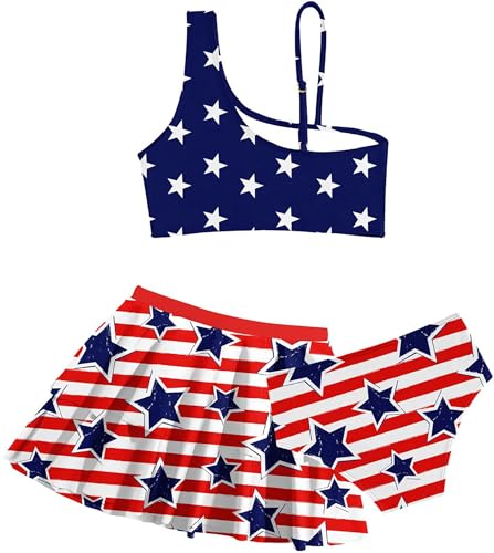 Image of RAISEVERN Girls Swimsuit 3 Piece Bathing Suits Cute Swimwear for 5-12 Years
